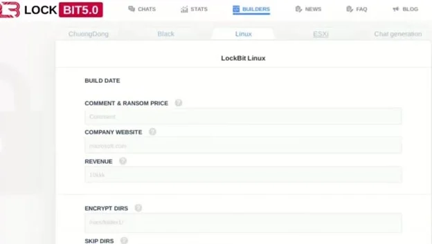 図3. LockBit BuilderのLinux版の画面