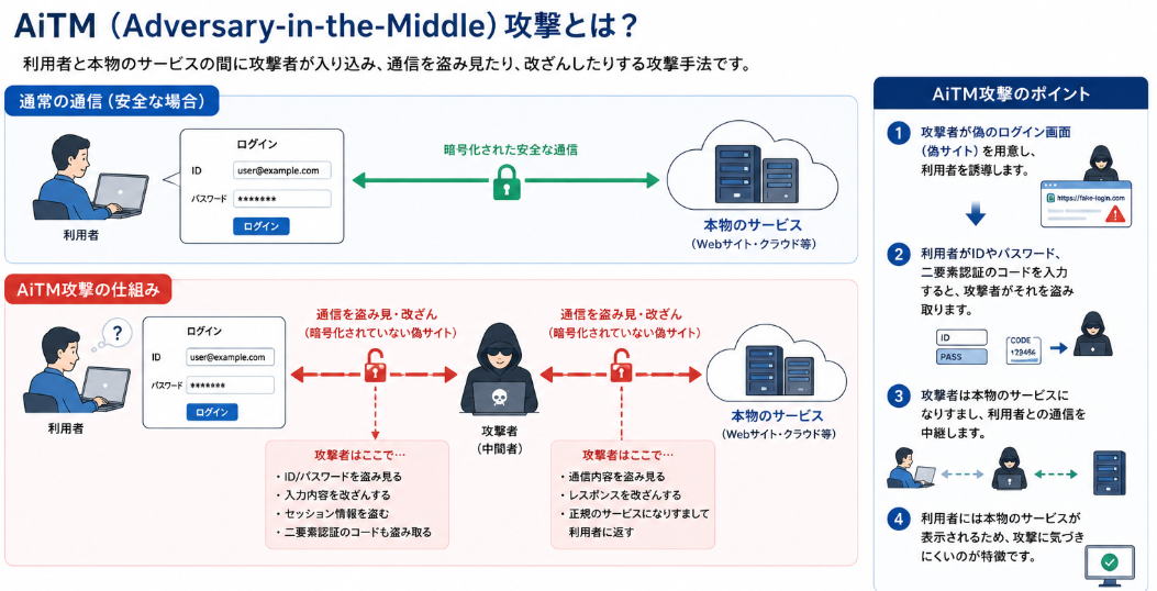 AiTM(Adversary-in-the-Middle)攻撃の仕組み